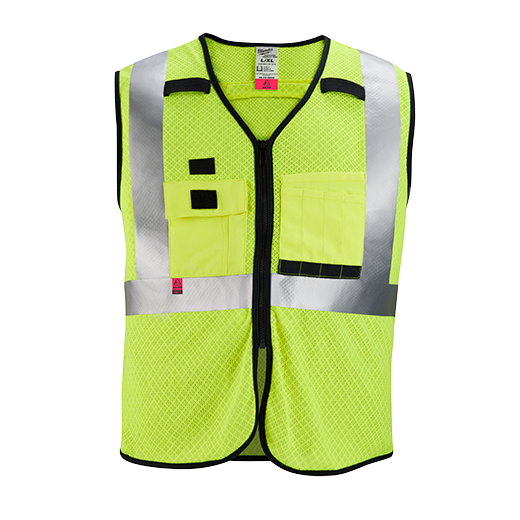 MILWAUKEE AR/FR Cat. 1 Class 2 High Visibility Yellow Mesh Safety Vest