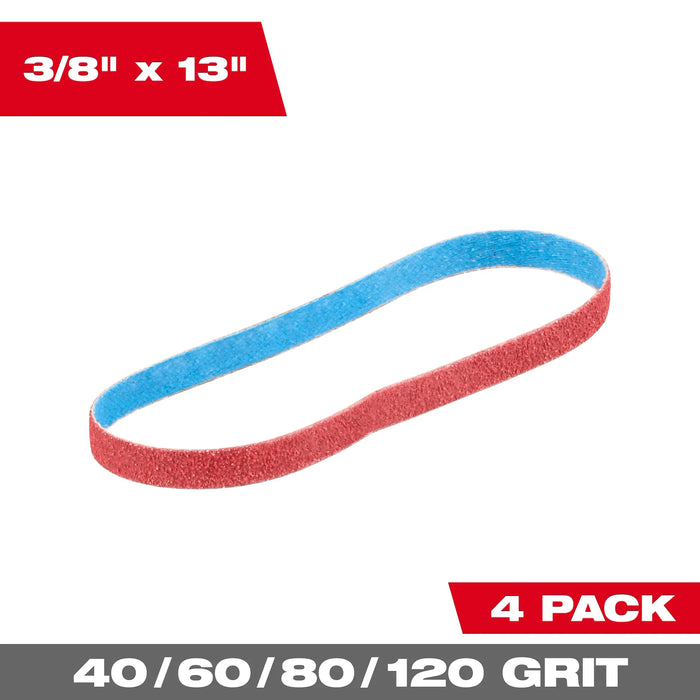 MILWAUKEE 3/8" X 13" Bandfile Belts Variety Pack (4 PACK)
