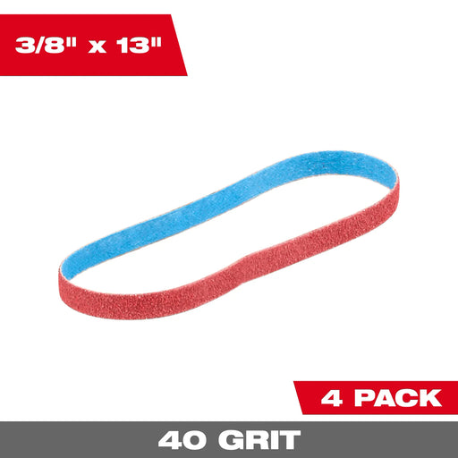 MILWAUKEE 40 Grit 3/8" X 13" Bandfile Belts (4 PACK)