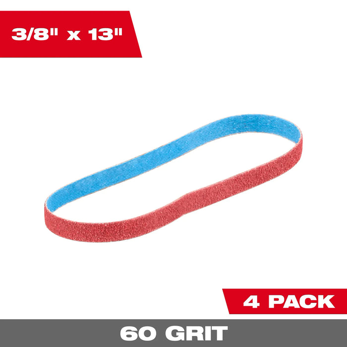 MILWAUKEE 60 Grit 3/8" X 13" Bandfile Belts (4 PACK)