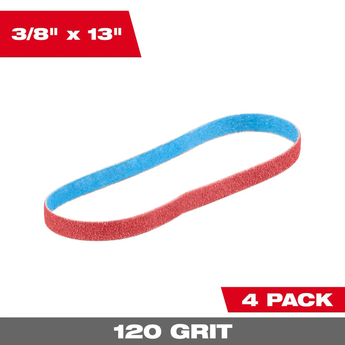 MILWAUKEE 120 Grit 3/8" X 13" Bandfile Belts (4 PACK)