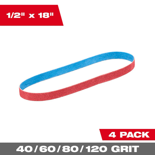 MILWAUKEE 1/2" X 18" Bandfile Belts Variety Pack (4 PACK)