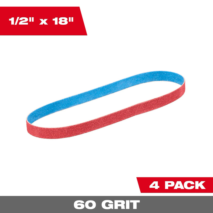 MILWAUKEE 60 Grit 1/2" X 18" Bandfile Belts (4 PACK)