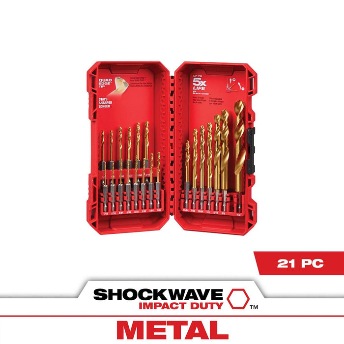 Milwaukee Tools 21PC SHOCKWAVE REDHELIX Tin Set 48-89-4635