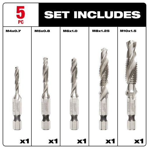 5 Pc. Metric Drill Tap Set