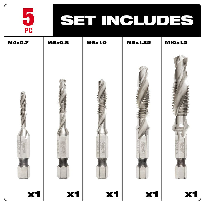 5 Pc. Metric Drill Tap Set