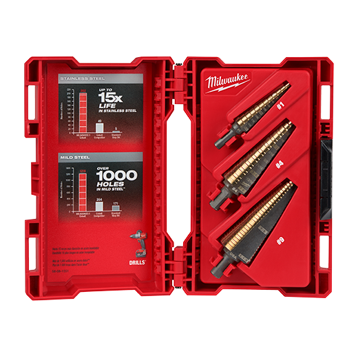 MILWAUKEE 3 PIEZAS. Kit de brocas escalonadas de cobalto