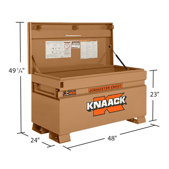 KNAACK Model 4824-KL JOBMASTER Chest, 16 cu ft, 48 in L x 24 in W x 23 in H, 16-Gauge Steel, WATCHMAN IV Lock, incl. KNAACK Padlock