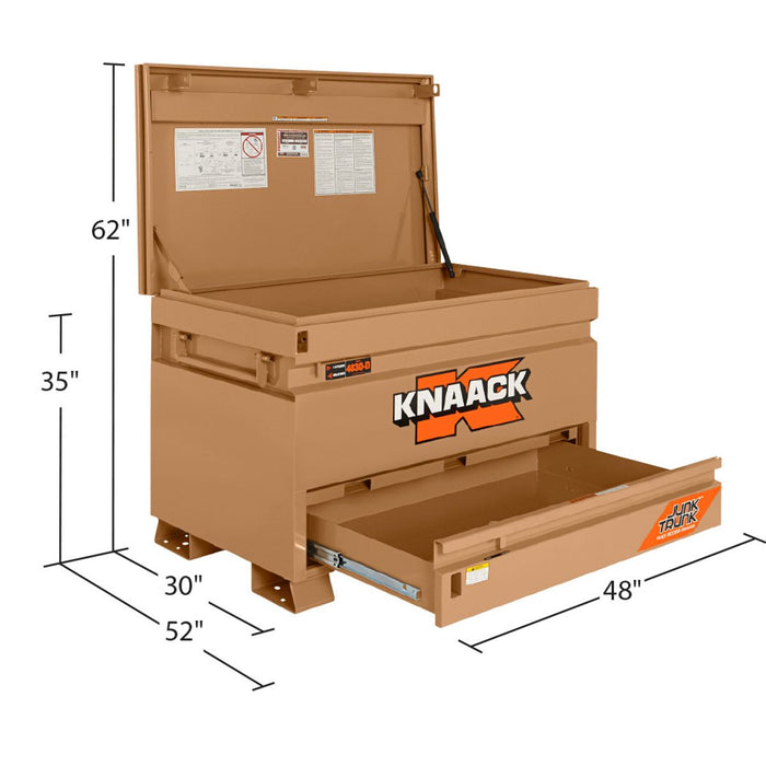 KNAACK Model 4830-D-KL JOBMASTER Chest w/ Junk Trunk Locking Drawer, 17 cu ft, 48 in L x 30 in W x 35 in H, 16-Gauge Steel, incl. 2 KNAACK Padlocks