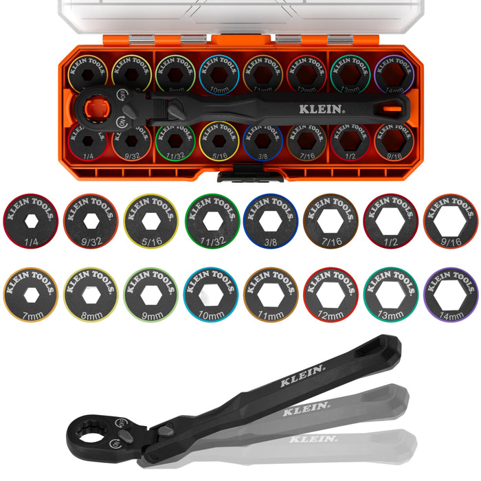 Klein Tools KNECT™ Ratcheting 17-in-1 Low-Profile Socket Wrench Set