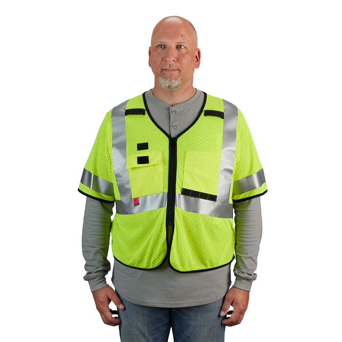 MILWAUKEE AR/FR Cat. 1 Class 3 High Visibility Yellow Mesh Safety Vest