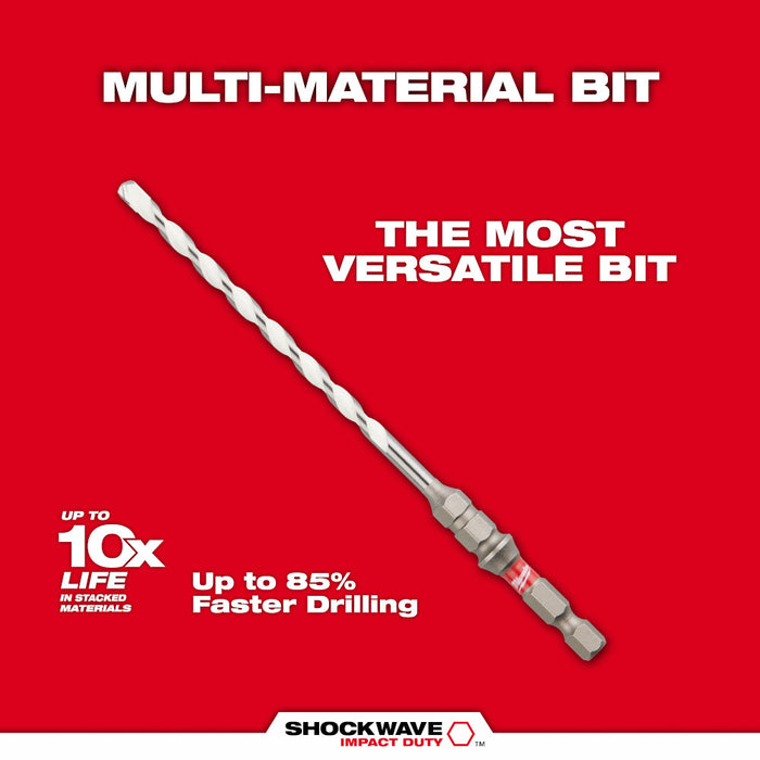 MILWAUKEE 7 PIEZAS. Kit de instalación de tornillos para hormigón con broca multimaterial de carburo SHOCKWAVE IMPACT DUTY™