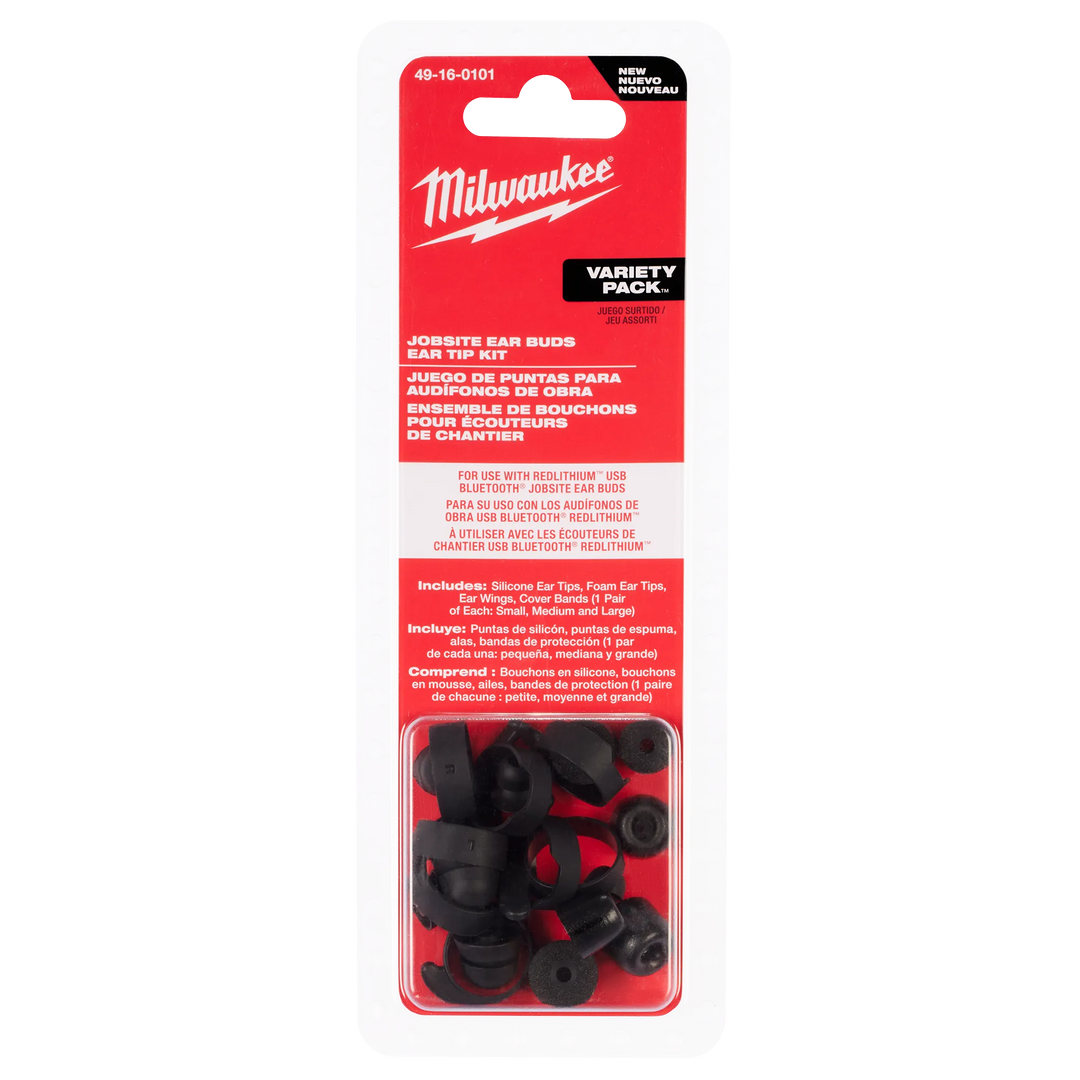 MILWAUKEE Jobsite Ear Buds Ear Tip Kit - Variety Pack