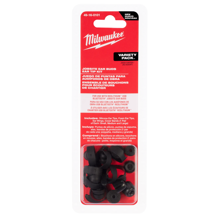 MILWAUKEE Jobsite Ear Buds Ear Tip Kit - Variety Pack