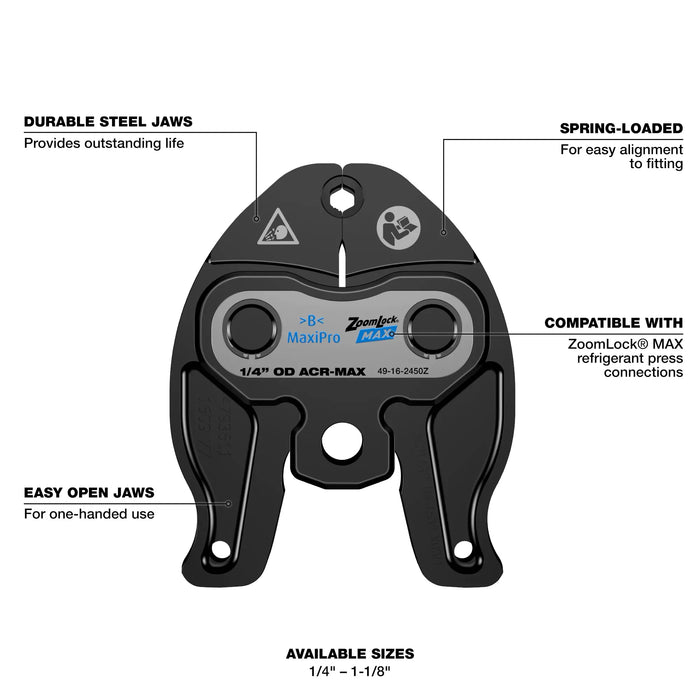 Mordaza de prensa MILWAUKEE ZOOMLOCK® MAX para herramientas de prensa M12™ FORCE LOGIC™