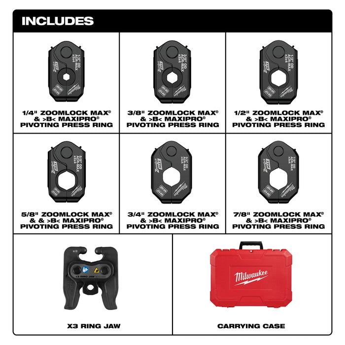 Milwaukee 1/4"-7/8" MAX PRESS RING KIT M12 49-16-2461ZX