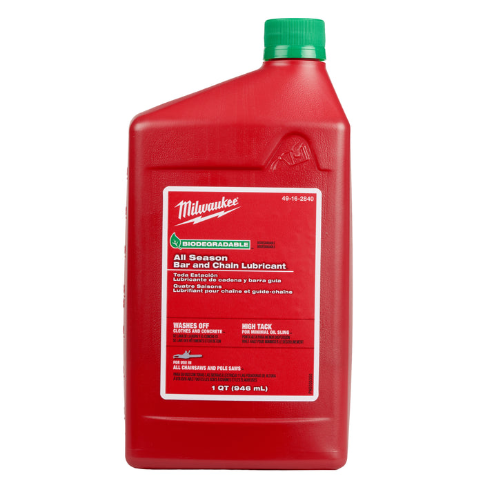 Milwaukee Tools 1 Quart Biodegradable All Season Bar and Chain Lubricant