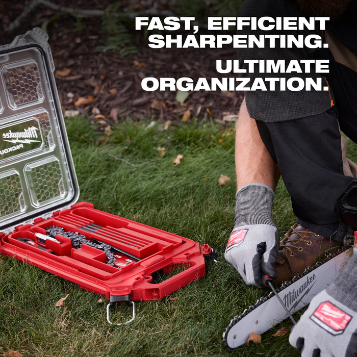 Milwaukee Tools 9pc Saw Chain Sharpening Set with PACKOUT™ Low-Profile Compact Organizer