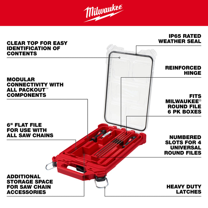 Milwaukee Tools 9pc Saw Chain Sharpening Set with PACKOUT™ Low-Profile Compact Organizer