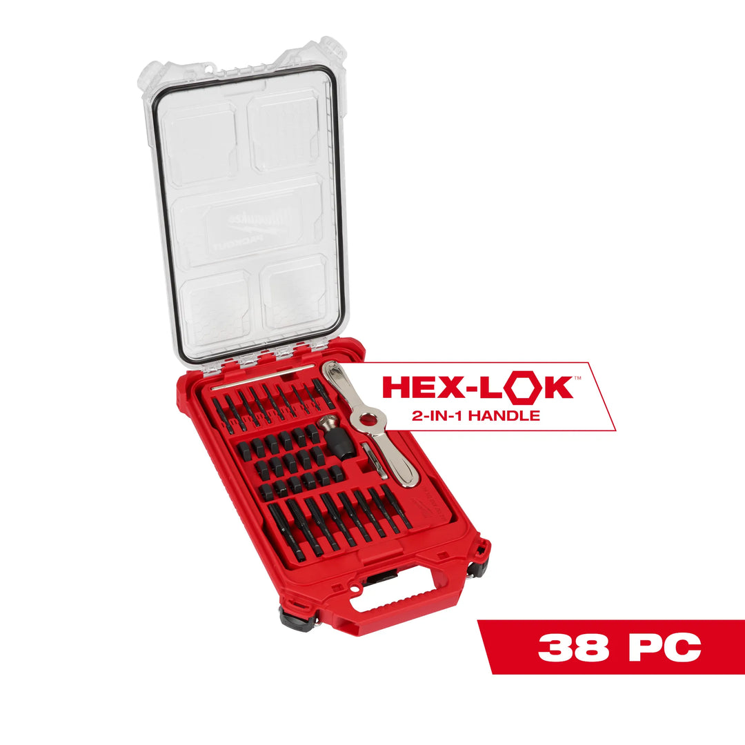 MILWAUKEE 38 PC. Tap & Die PACKOUT™ Set w/ HEX-LOK™ 2-IN-1 Handle - SAE