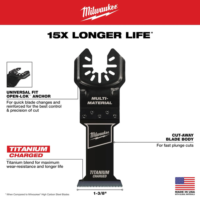 Cuchillas bimetálicas multimaterial OPEN-LOK™ TITANIUM CHARGED™ de ajuste universal MILWAUKEE de 1-3/8"