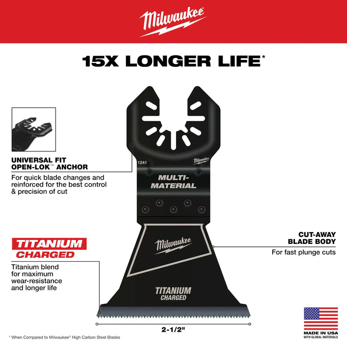 MILWAUKEE 2-1/2" Universal Fit OPEN-LOK™ TITANIUM CHARGED™ Bi-Metal Multi-Material Blades