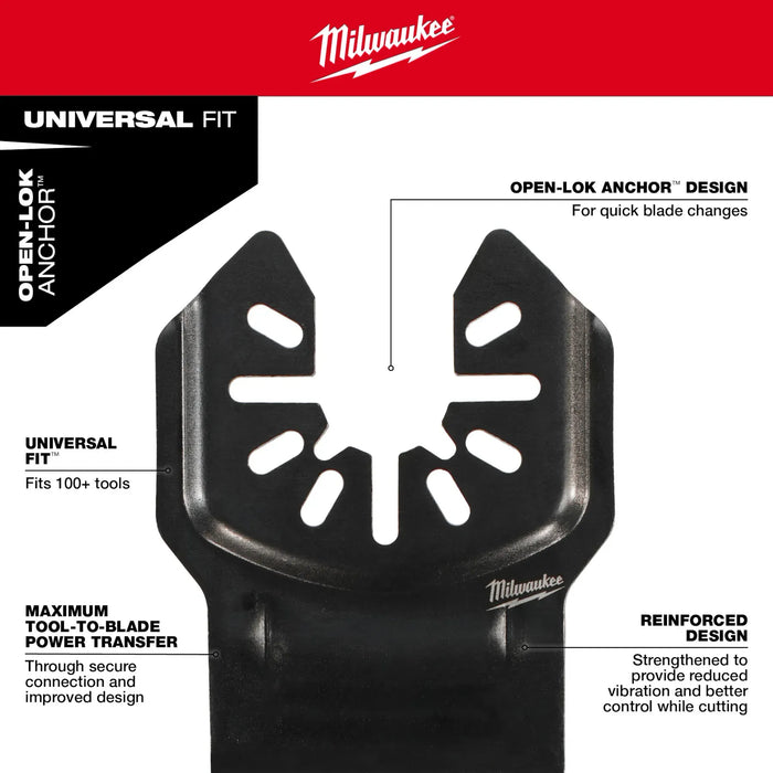 MILWAUKEE NITRUS CARBIDE™ Hoja multiherramienta OPEN-LOK™ de ajuste universal de metal extremo