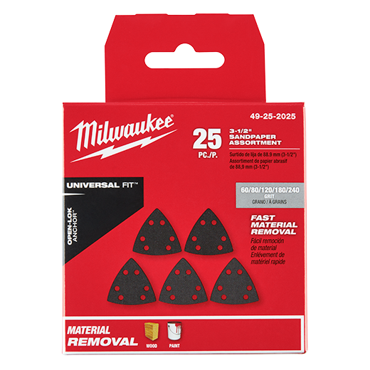 MILWAUKEE 25 PC. OPEN-LOK™ 3-1/2" Triangle Sandpaper Variety Pack