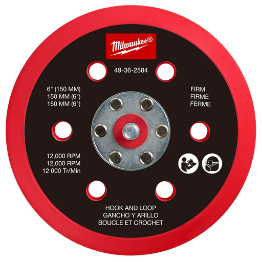 MILWAUKEE 6" Random Orbital Sander Hook & Loop Backing Pad - Firm