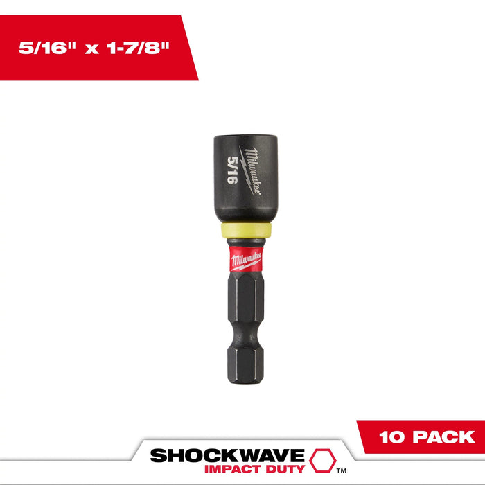 Milwaukee SHOCKWAVE Impact Duty 5/16" x 1-7/8" Magnetic Nut Driver 10PK 49-66-0503