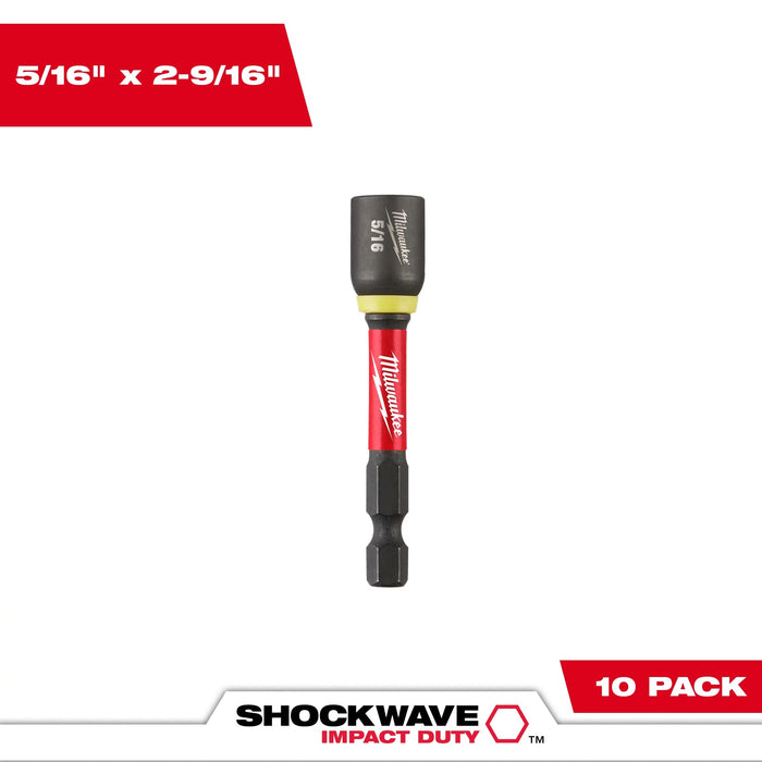 Milwaukee SHOCKWAVE Impact Duty 5/16" x 2-9/16" Magnetic Nut Driver 10PK 49-66-0533