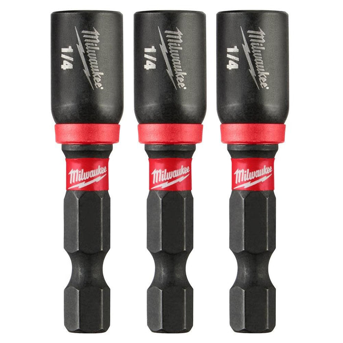 MILWAUKEE SHOCKWAVE IMPACT DUTY™ 1-7/8" Magnetic Nut Driver 1/4" (3 PACK)