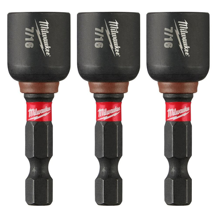 MILWAUKEE SHOCKWAVE IMPACT DUTY™ 1-7/8" Magnetic Nut Driver 7/16" (3 PACK)