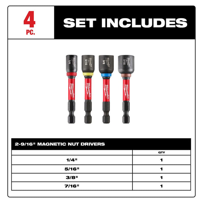 4PC 2-9/16" Magnetic Nut Driver Set
