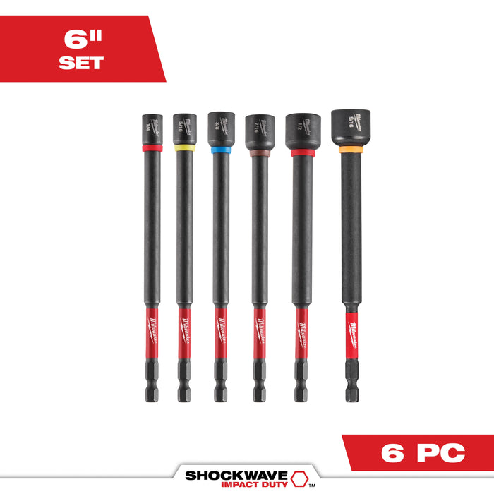 MILWAUKEE 6 PC. SHOCKWAVE IMPACT DUTY™ 6" Magnetic Nut Driver Set