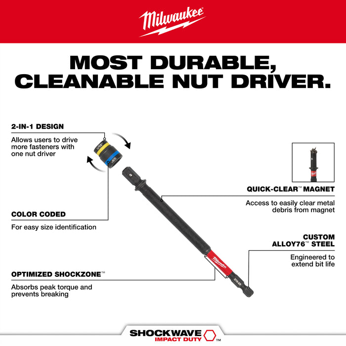 Milwaukee 5/16"&3/8"x6" 2in1 Nut Drvr 49-66-4746