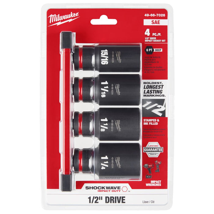 Milwaukee Tools 1/2" DRIVE 4PC WW IMP SCKT SET 49-66-7026