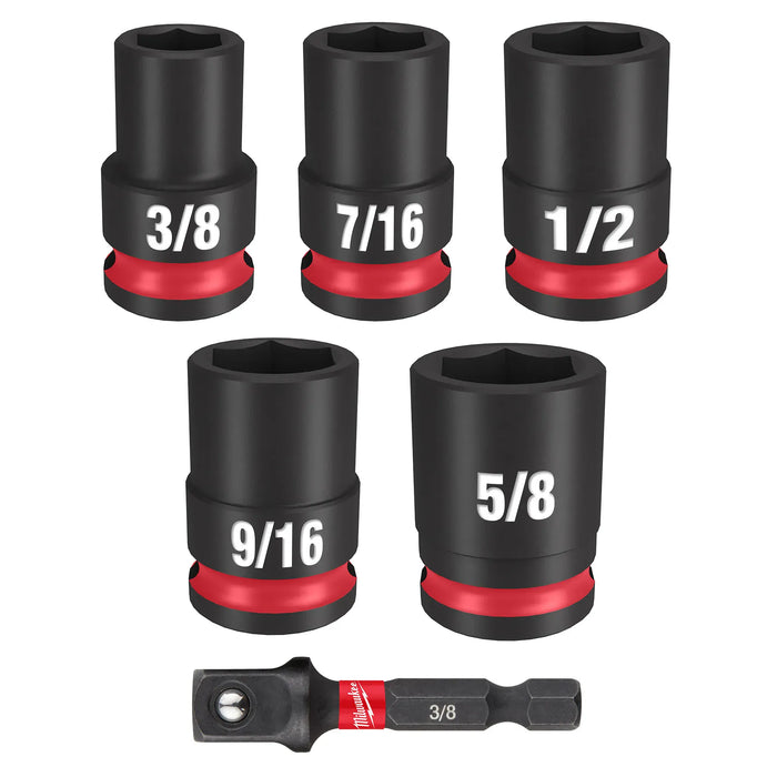 MILWAUKEE 6 PC. SHOCKWAVE IMPACT DUTY™ 3/8" Drive Standard Socket Set - SAE