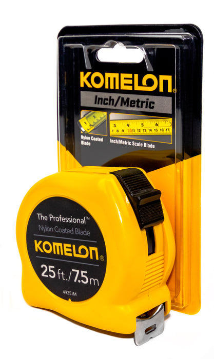 Komelon 12'/3.5 x 1/2" Yellow Professional - Inch/Metric