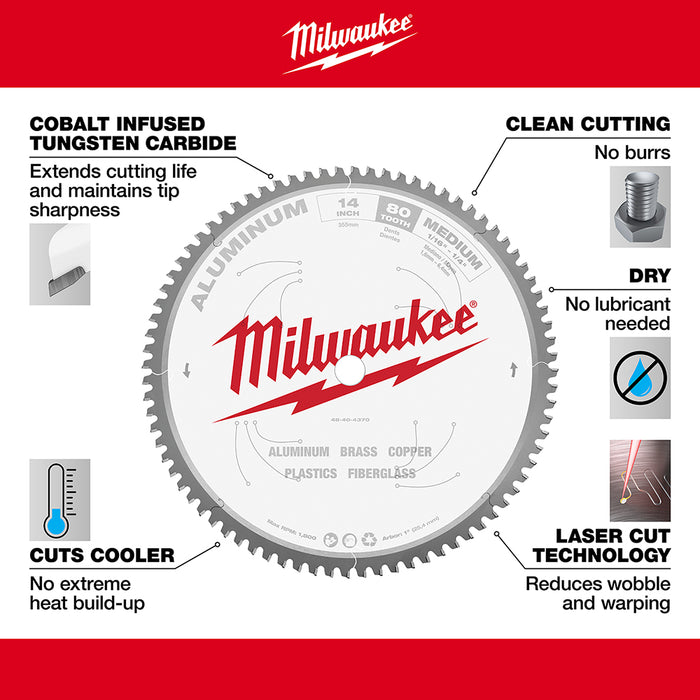 MILWAUKEE 14" 80T Circular Saw Metal Cutting Blade