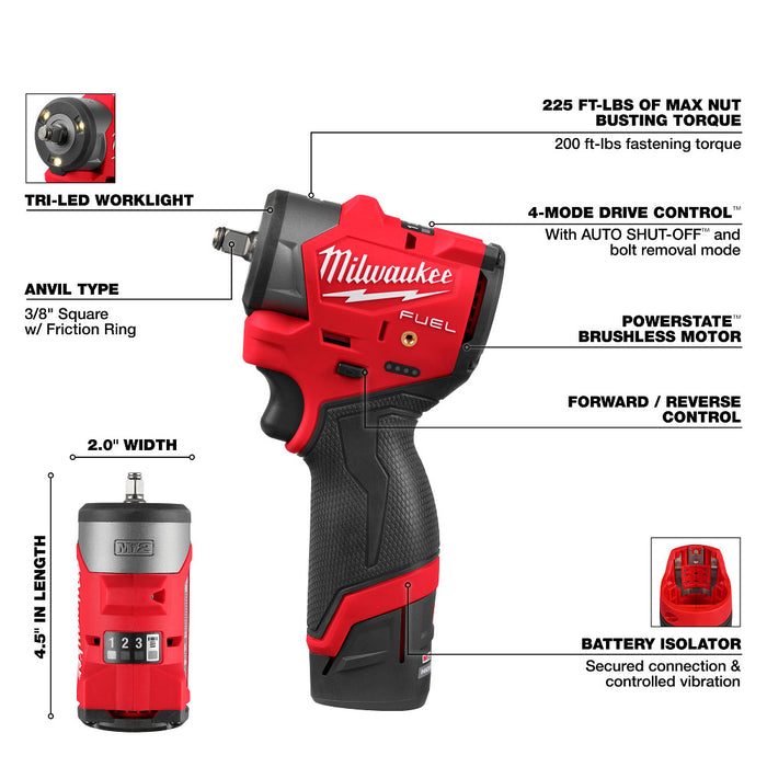 MILWAUKEE M12™ Kit de destornillador de impacto hexagonal de 1/4”