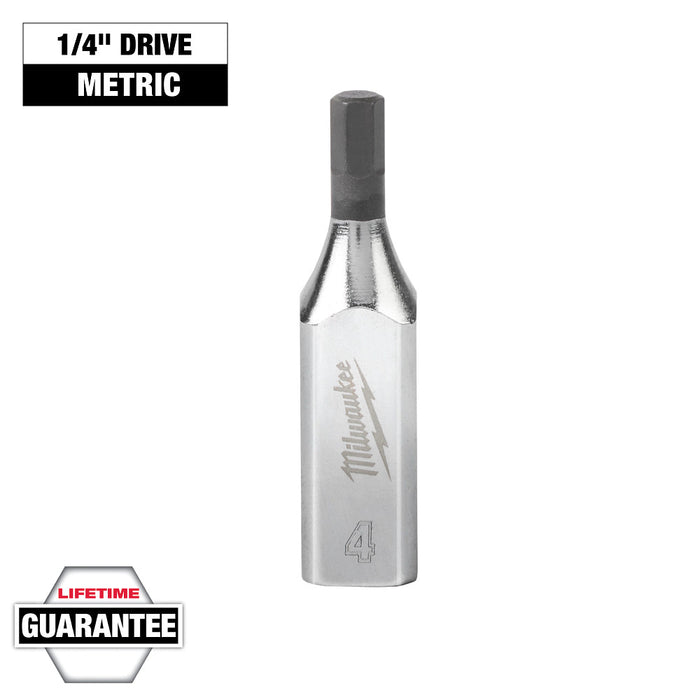 MILWAUKEE Dados con punta hexagonal con accionamiento de 1/4" - Métricos