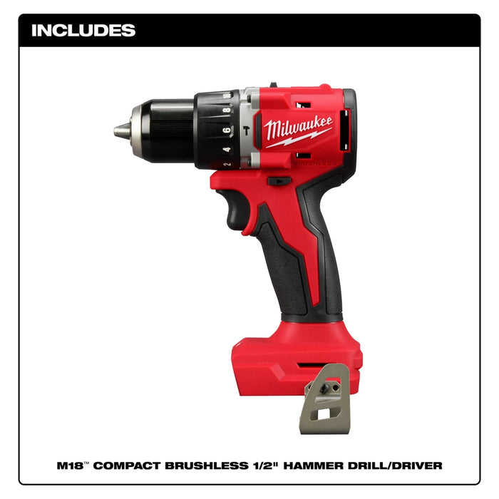 Taladro/destornillador percutor compacto MILWAUKEE M18™ de 1/2" (solo herramienta)