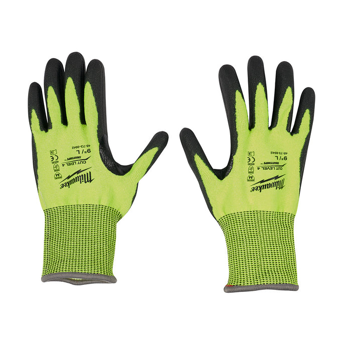 MILWAUKEE High Visibility Cut Level 4 Polyurethane Dipped Gloves