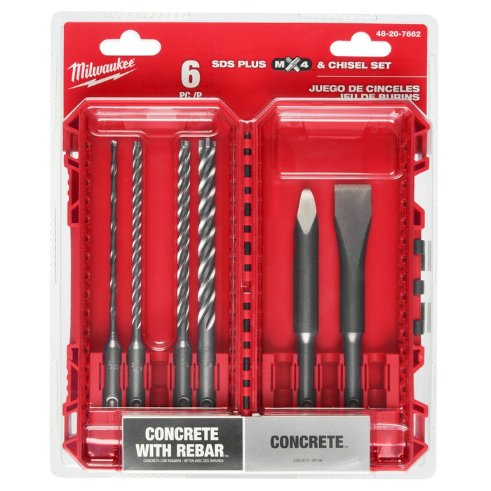 MILWAUKEE 6 PC. SDS PLUS MX4™ 4-Cutter & Chisel Kit