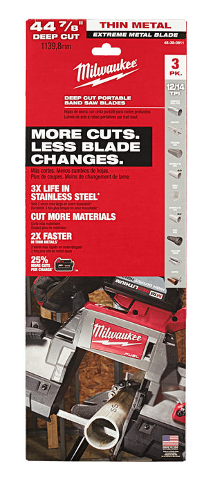 MILWAUKEE 44-7/8" 12/14 TPI Extreme Metal Band Saw Blade (3 PACK)