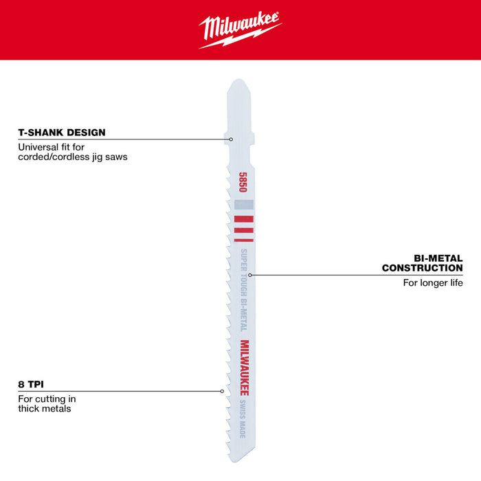 Milwaukee Tools 4", 8 TPI, Bi-Metal Jig Saw Blds 48-42-5850