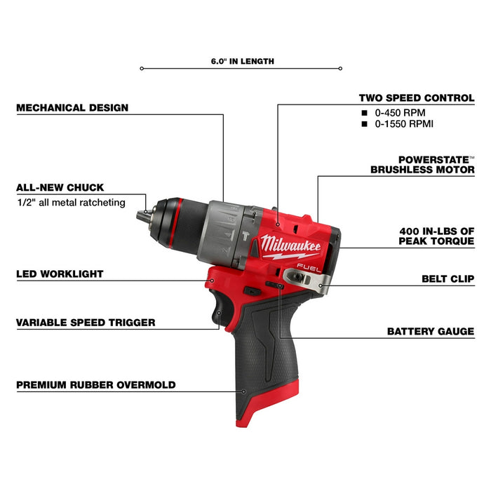 MILWAUKEE M12 FUEL™ 1/2" Hammer Drill/Driver (Tool Only)
