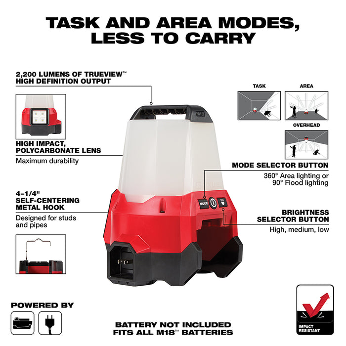 Luz de sitio compacta MILWAUKEE M18™ RADIUS™ con modo de inundación (solo luz)