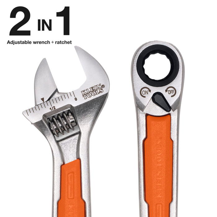 Klein Tools KNECT 6-Inch Adjustable Wrench with Pass-Through Ratchet Set, 10-Piece